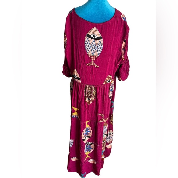 Miss Dodo bohemian flowy fish Patterned maxi Dress - Picture 5 of 7